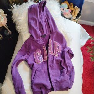 GAP Kids Purple Sequin Logo Zip-Up Hoodie – Size XL (12)